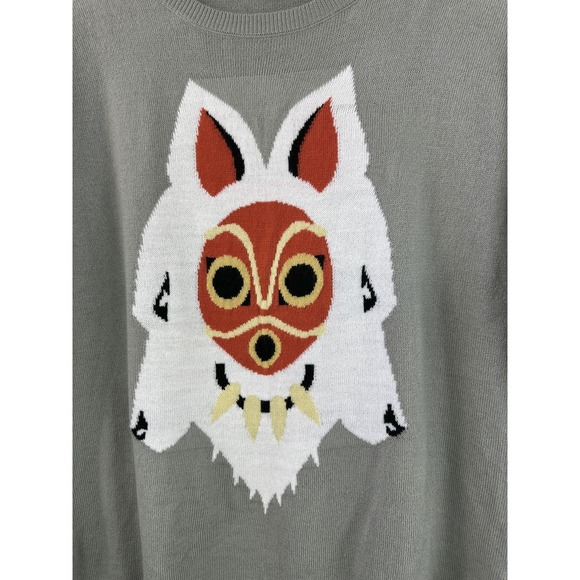 Her Universe Princess Mononoke Mask Sweater Lightweight Gray Size Medium - Picture 3 of 12